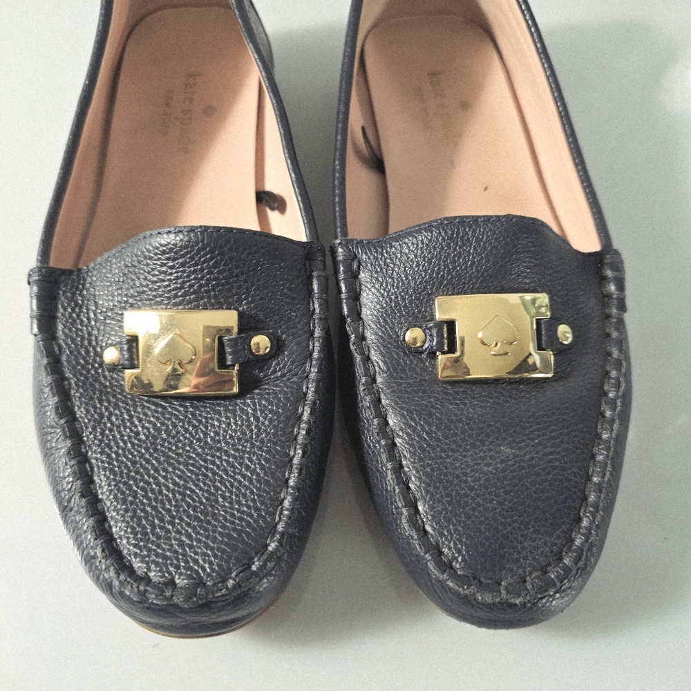 Kate Spade NY Carmen Driving Loafer Navy Blue Leather Woman's Size 7B